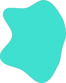 A turquoise, irregular blob shape on a white background.