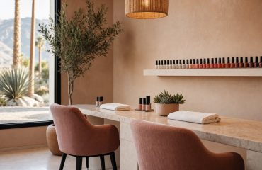 Serene nail salon manicure table in the Palm Springs desert