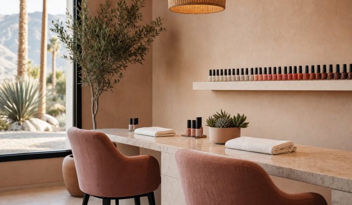 Serene nail salon manicure table in the Palm Springs desert