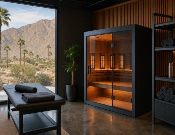 Recovery studio with infrared sauna and stretching table