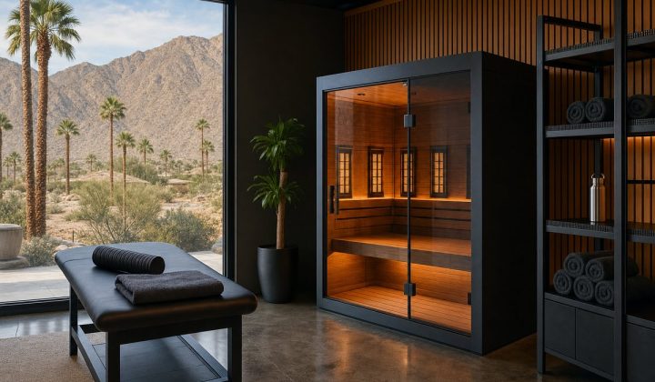 Recovery studio with infrared sauna and stretching table