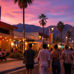 Arenas Road nightlife at dusk in Palm Springs