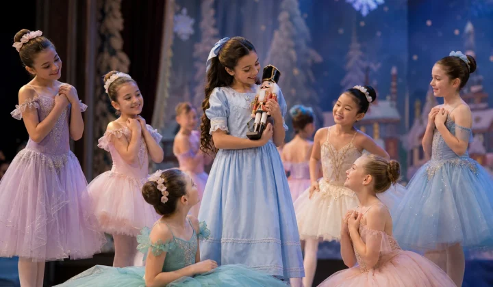 Young dancers in a holiday ballet recital